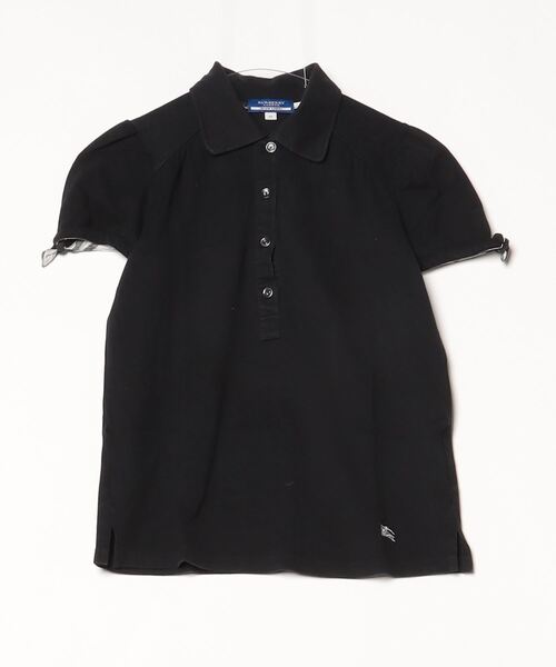 バーバリーブルーレーベル　ポロシャツ　レディス　ブラック　半袖 BURBERRY BLUE LABEL 「BURBERRY LABEL」 半袖ポロシャツ 38