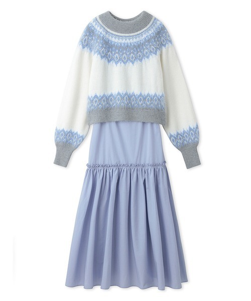 「FURFUR」 コンビワンピース FREE グレー レディース_画像2