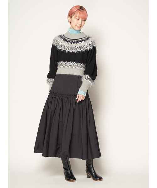 「FURFUR」 コンビワンピース FREE グレー レディース_画像5