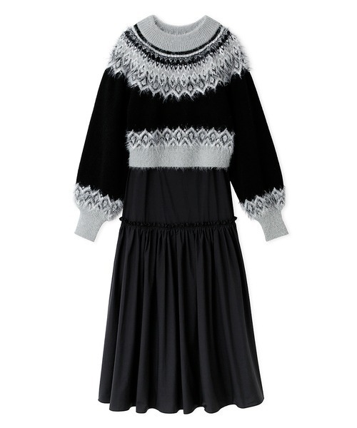 「FURFUR」 コンビワンピース FREE グレー レディース_画像7