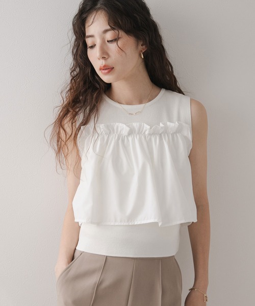 tシャツ ビスチェ風レイヤードノースリーブ レディース メンズ