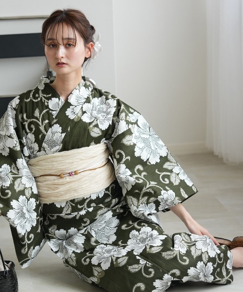 【試着のみ】ひとりで着れる！かんたん二部式浴衣セット utatane 国内染色 セール】ひとりで着れる！かんたん二部式浴衣セット utatane
