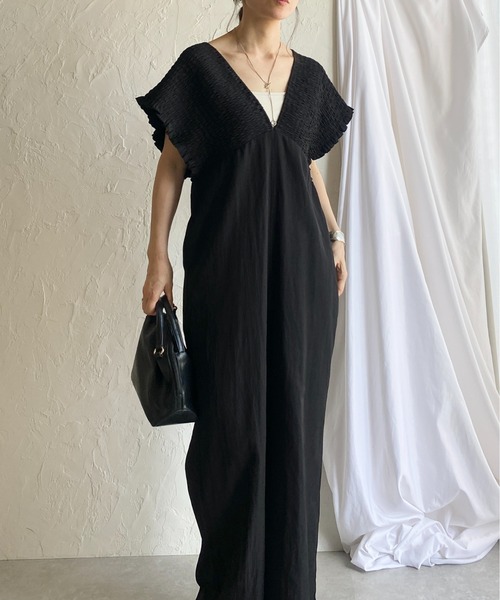She's Closet サロペット オーバーオール 深Vネック ハイウエスト