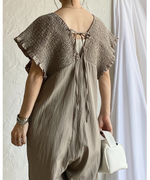 She's Closet ワイドパンツサロペット She's Closet サロペット オーバーオール フロントジップタック