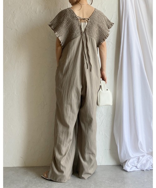 She's Closet サロペット オーバーオール 深Vネックハイウエスト