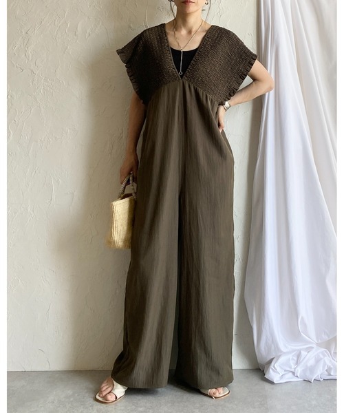 She's Closet サロペット オーバーオール 深Vネックハイウエスト