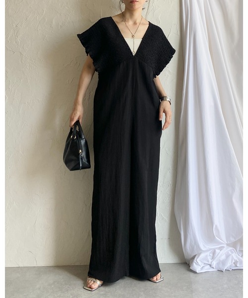 She's Closet サロペット オーバーオール 深Vネックハイウエスト