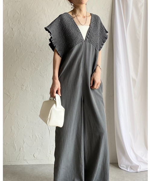 She's Closet サロペット オーバーオール 深Vネック ハイウエスト
