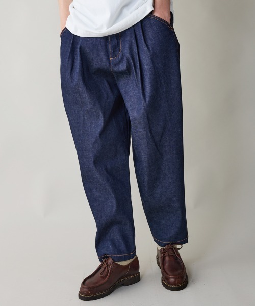 ジーンズ rehacer : Pleat Denim Trousers / プリーツデニム トラウザーズ メンズ レディース