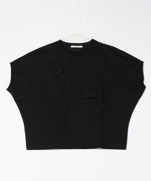tシャツ スワイー天竺チュールリボン立体モチーフTシャツ レディース