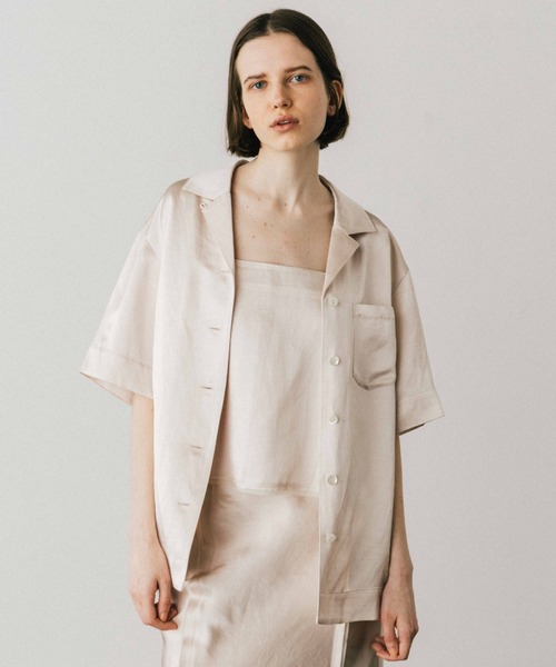 ブラウス シャツ ACETATE LINEN SATIN SHIRTS/アセテートリーンサテンシャツ レディース