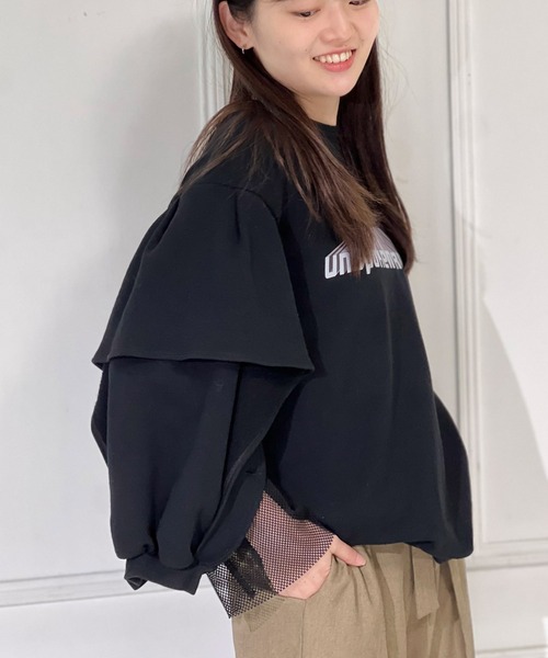 トレーナー スウェット メッシュ切替プリントスウェット