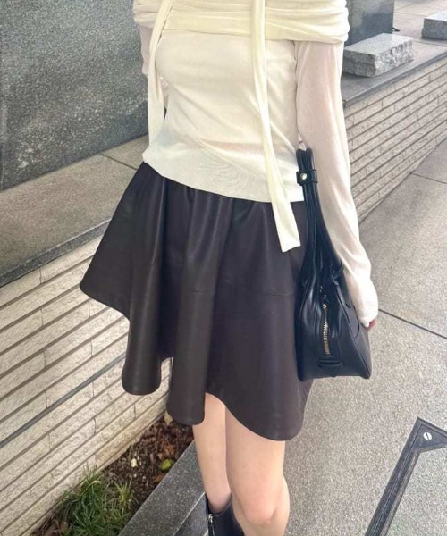 FRAY I.D レザーライクミニスカート FRAY I.D スカート レザーライクサーキュラーミニスカート
