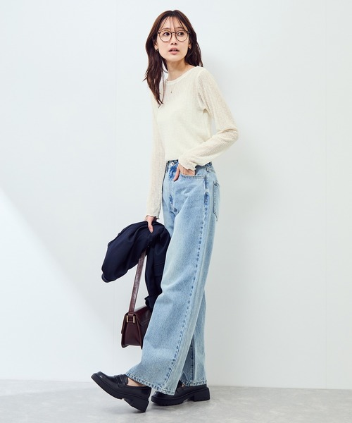 ロペピクニック ROPE Picnic カットソー コットンレース Uネック 半 ROPE' PICNIC（ロペ ピクニック） tシャツ レースカットソートップス