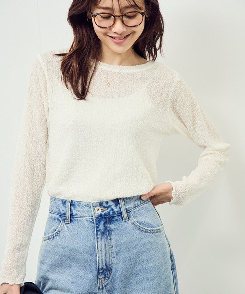 ロペピクニック ROPE Picnic カットソー コットンレース Uネック 半 ROPE' PICNIC（ロペ ピクニック） tシャツ レースカットソートップス