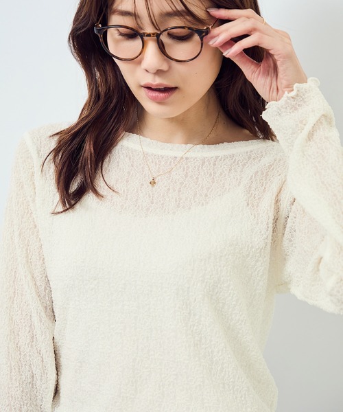 ロペピクニック ROPE Picnic カットソー コットンレース Uネック 半 ROPE' PICNIC（ロペ ピクニック） tシャツ レースカットソートップス