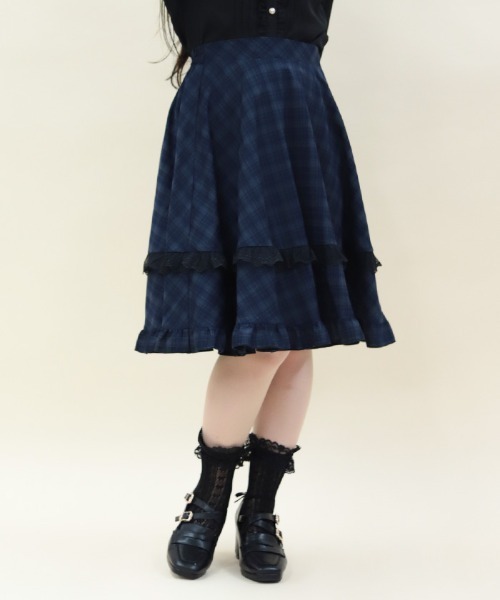 axes femme POETIQUE スカート レースフリルサーキュラー