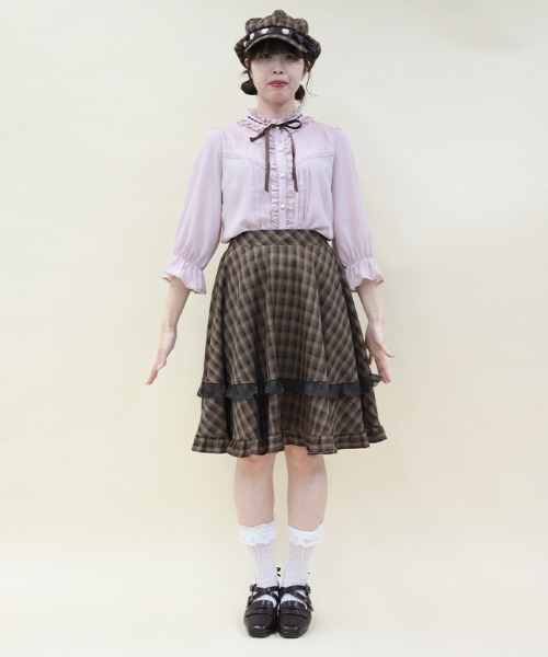 axes femme POETIQUE スカート レースフリルサーキュラー