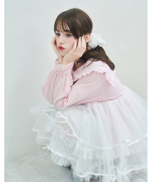 Lolime by mellfy memory チュニック Tulle ＆ Stripe sailor tunic