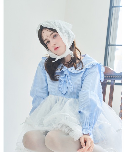 Lolime by mellfy memory チュニック Tulle ＆ Stripe sailor tunic