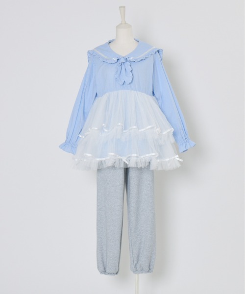 Lolime by mellfy memory チュニック Tulle ＆ Stripe sailor tunic