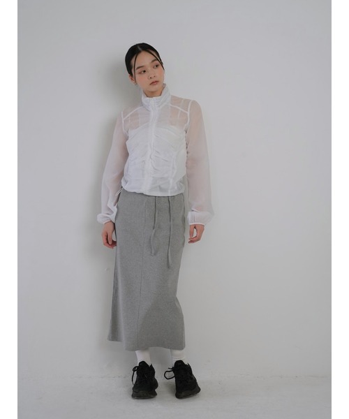 Geeong（ジーオン） ブルゾン アウター シャーリング ジップアップ