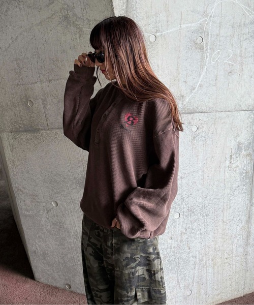 ヘンリーネック tシャツ アソートヘンリー加工サーマルプルオーバー
