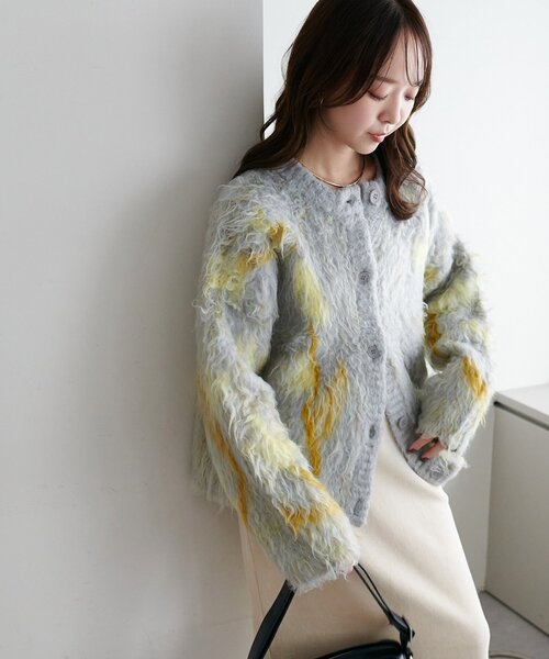 Discoat（ディスコート） カーディガン 花柄シャギーカーディガン