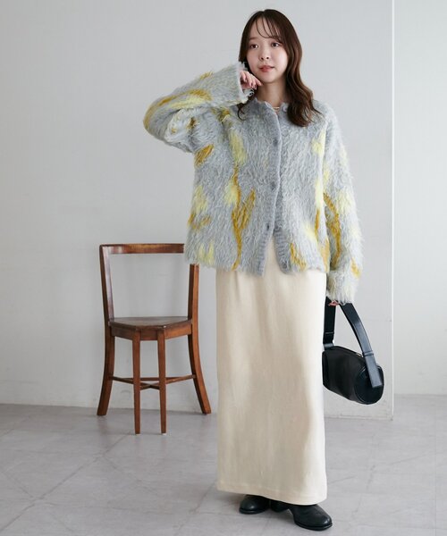 Discoat（ディスコート） カーディガン 花柄シャギーカーディガン