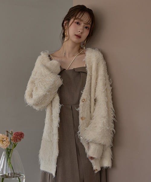 mideal（マイディール） カーディガン nuance button shaggy cardigan