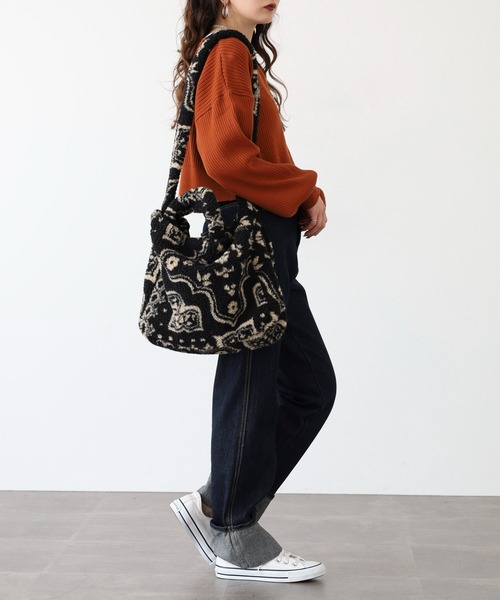 Crossi トートバッグ ペイズリー柄ボアトートバッグ レディース 