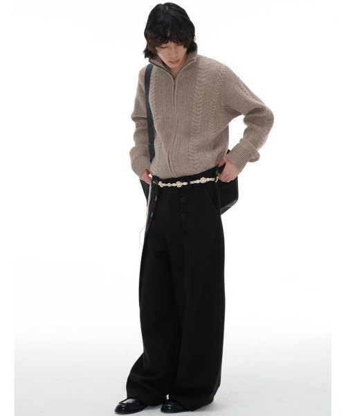 FreeZone セーター ニット ケーブル編みハーフジップニットブルゾン