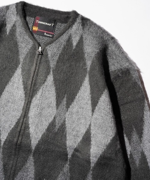 タウンクラフト シャギー アーガイル ジップカーディガン Mサイズ　新品未使用 TOWNCRAFT（タウンクラフト） カーディガン SHAGGY VINTAGE PATTERN