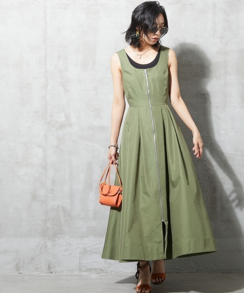 「GEVS.」 ノースリーブワンピース 5L カーキ レディース_画像7