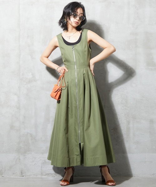 「GEVS.」 ノースリーブワンピース 5L カーキ レディース_画像8