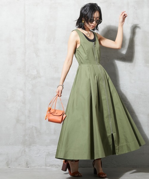 「GEVS.」 ノースリーブワンピース 5L カーキ レディース_画像9