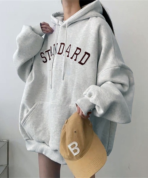 パーカー カレッジロゴ プルオーバー スウェットパーカー 長袖 /韓国カジュアル ビッグシルエット 秋冬 レディース | lulufa | 04