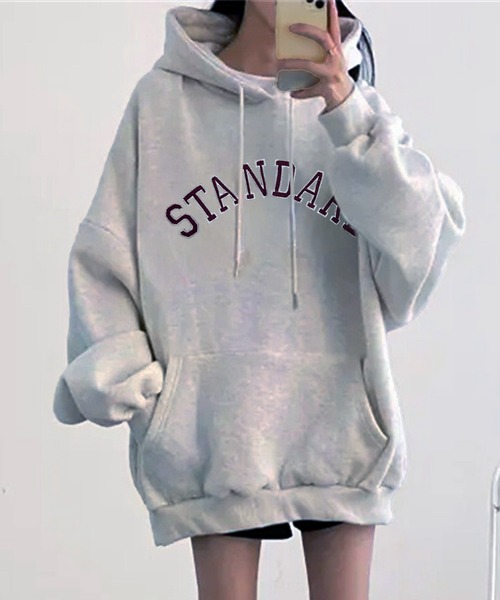 パーカー カレッジロゴ プルオーバー スウェットパーカー 長袖 /韓国カジュアル ビッグシルエット 秋冬 レディース | lulufa | 05