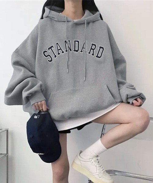 パーカー カレッジロゴ プルオーバー スウェットパーカー 長袖 /韓国カジュアル ビッグシルエット 秋冬 レディース | lulufa | 09