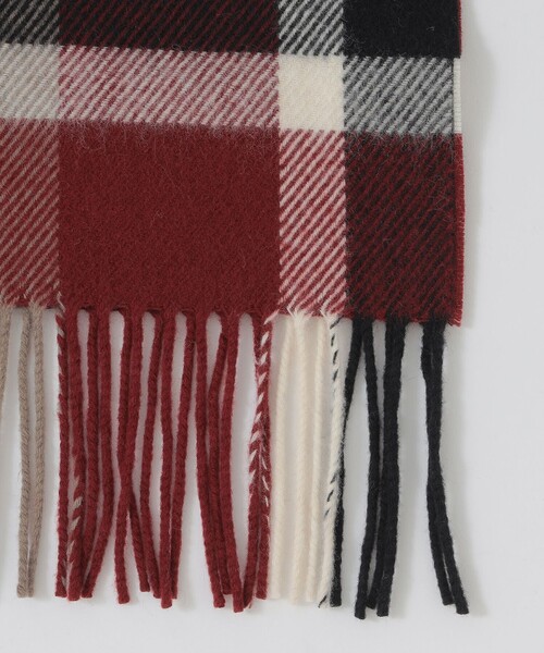 【未使用】ブラックレーベル チェック マフラー カシミヤ 100 レッド BLACK LABEL CRESTBRIDGE（ブラックレーベル クレストブリッジ