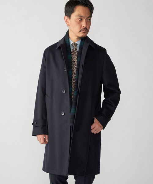 SHIPS チェック柄 ダークネイビー ウールコート SHIPS（シップス） マフラー SHIPS: カシミヤ タータンチェック