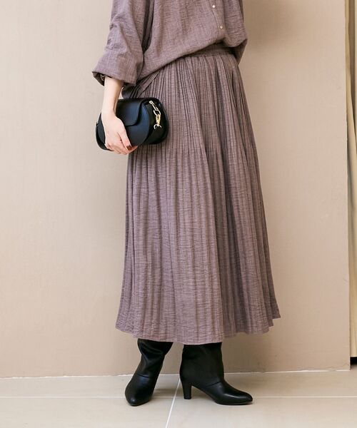 le.coeur blanc（ルクールブラン） スカート ウールタッチ消しプリーツ