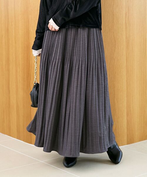 le.coeur blanc（ルクールブラン） スカート ウールタッチ消しプリーツ
