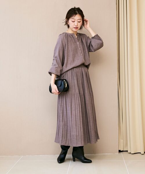 le.coeur blanc（ルクールブラン） スカート ウールタッチ消しプリーツ