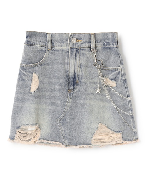 LOVETOXIC スカート 「LTXC」チェーンつきダメージデニムミニスカート