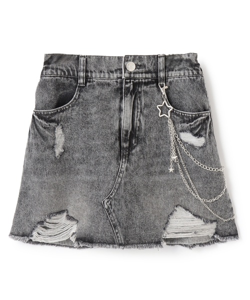 LOVETOXIC スカート 「LTXC」チェーンつきダメージデニムミニスカート
