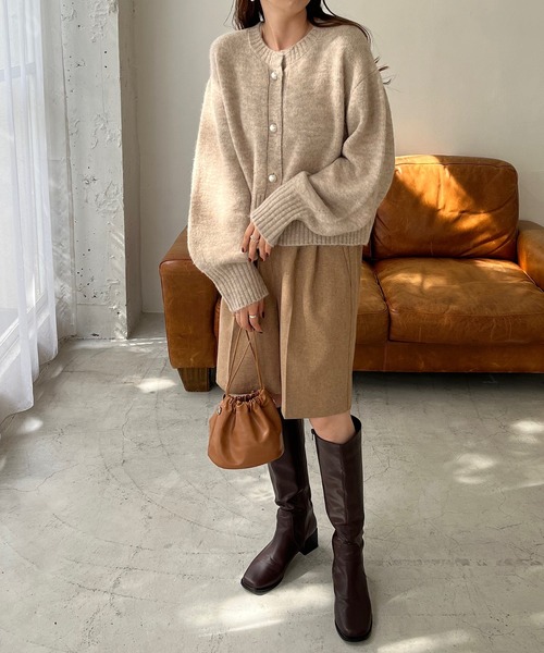 「DISCOAT」 ニットカーディガン FREE ベージュ レディース_画像4