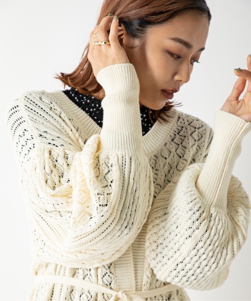 「MILLION CARATS」 ニットカーディガン FREE ベージュ レディース_画像9