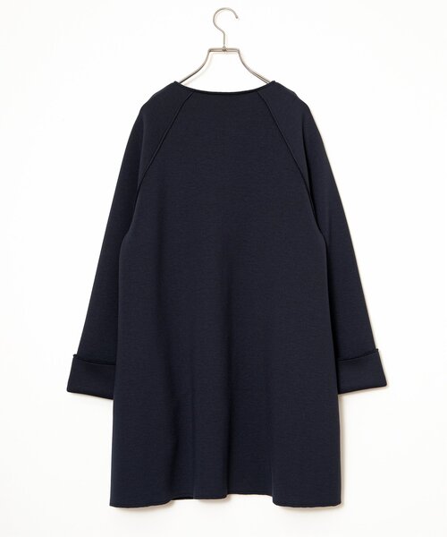 「IKKA LOUNGE」 ノーカラーコート M ダークネイビー レディース_画像3