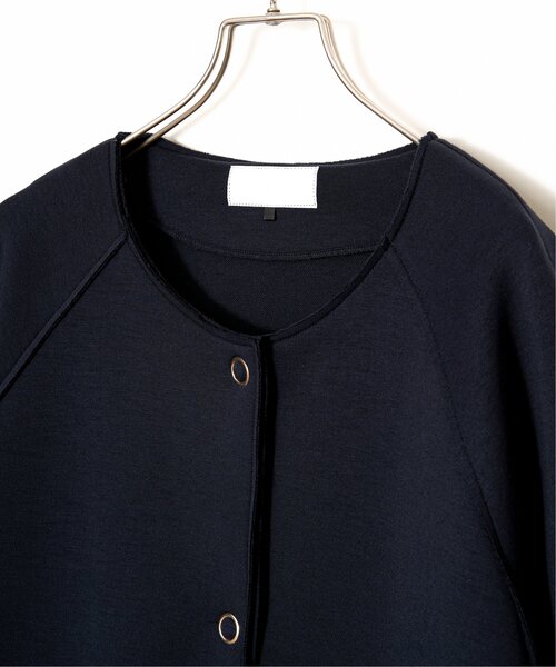 「IKKA LOUNGE」 ノーカラーコート M ダークネイビー レディース_画像4